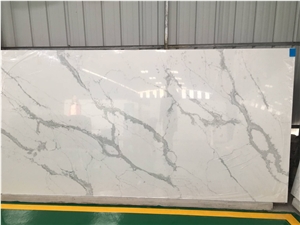 Calacatta White Trento Quartz Slabs for Countertops