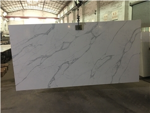 Calacatta White Trento Quartz Slabs for Countertops