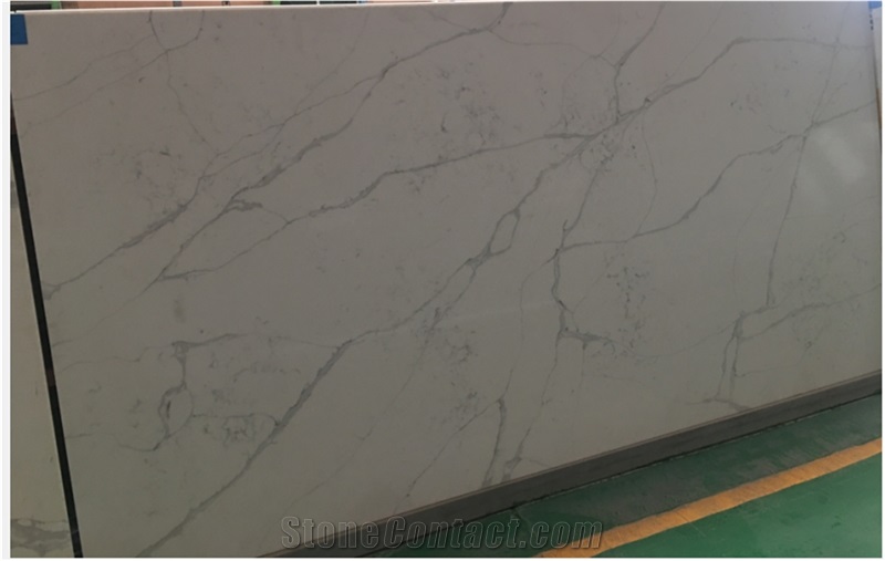 Engineered Calacatta White Laza Quartz Slabs