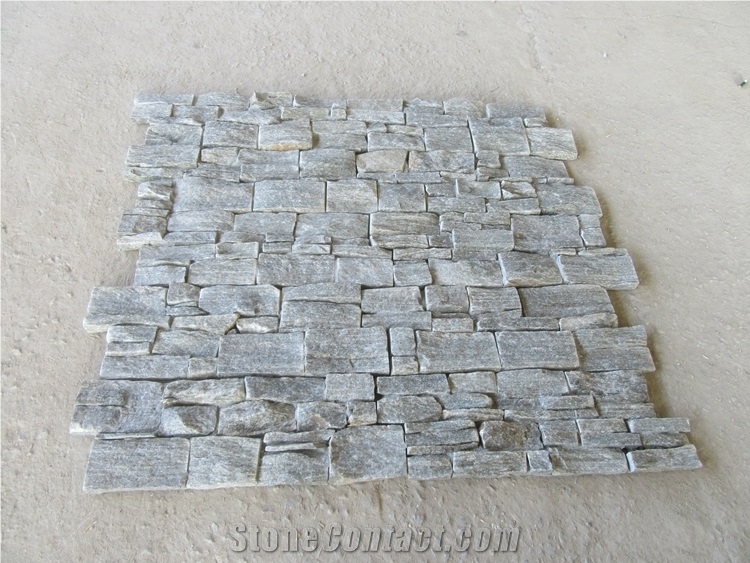 Green Quartzite Cement Back Stone Wall Cladding