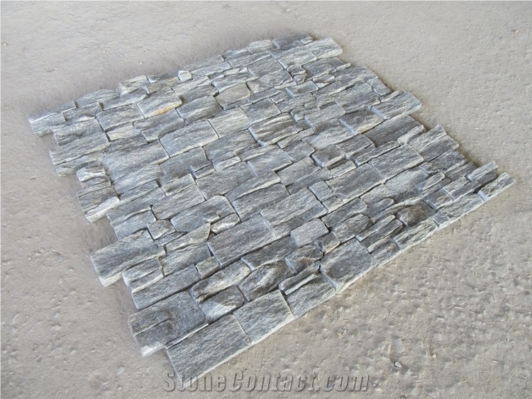 Green Quartzite Cement Back Stone Wall Cladding