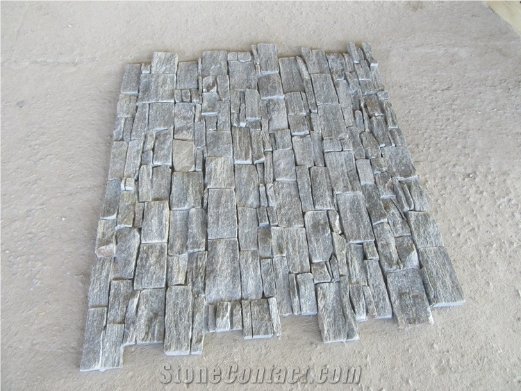 Green Quartzite Cement Back Stone Wall Cladding