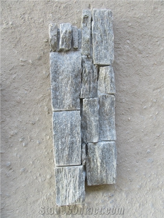 Green Quartzite Cement Back Stone Wall Cladding