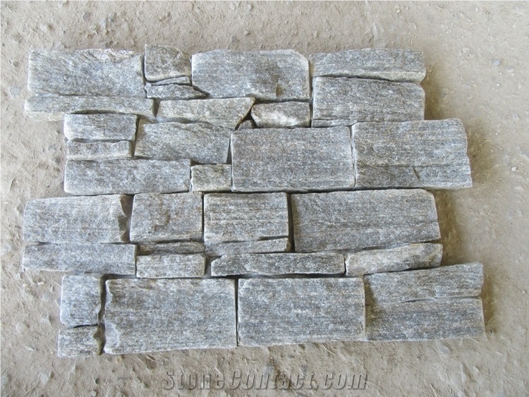 Green Quartzite Cement Back Stone Wall Cladding