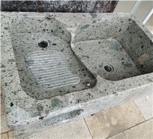 Beautiful Agate Green Granite Hebei Granite Wash Basin