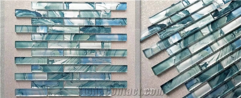 Blue Irregular Mosaic Glass Tiles for Wall