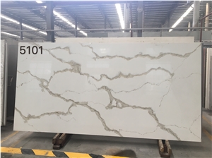 Calacatta Cream Quartz Slabs for Countertop Kitchen Top