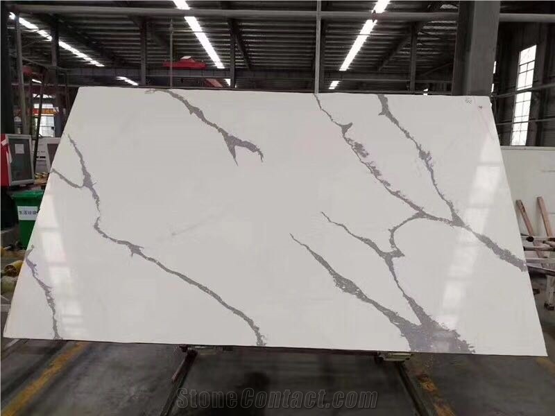 Calacatta Cream Quartz Slabs for Countertop Kitchen Top