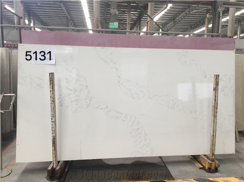 Calacatta Cream Quartz Slabs for Countertop Kitchen Top