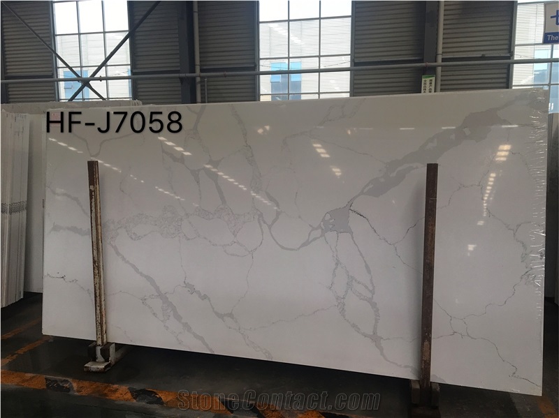 Calacatta Cream Quartz Slabs for Countertop Kitchen Top