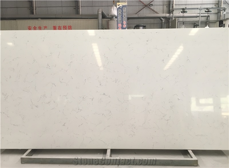 Carrara White Quartz for Kitchentop Walling