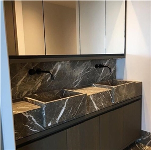 Carso Grey Marble Bathroom Countertop with Sinks