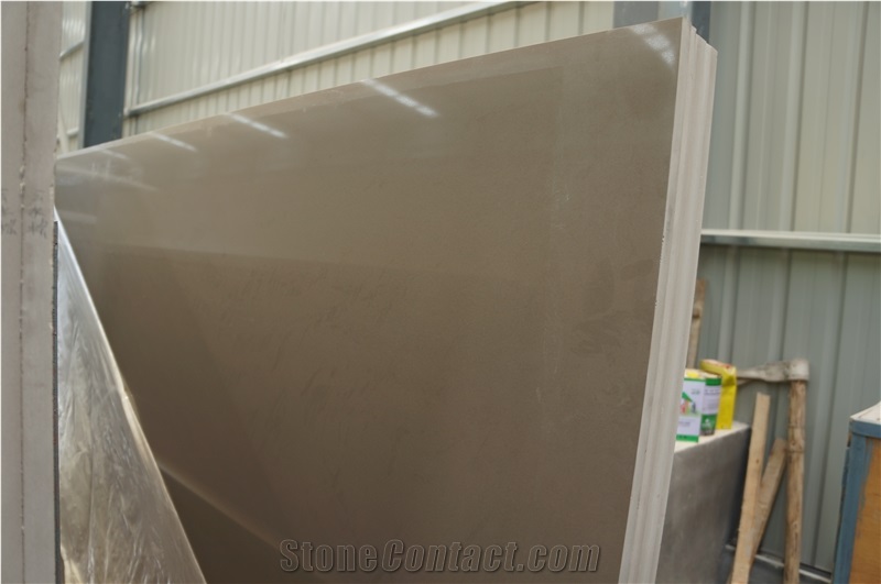 Cloud Brown Quartz Slab for Countertop Kitchentop