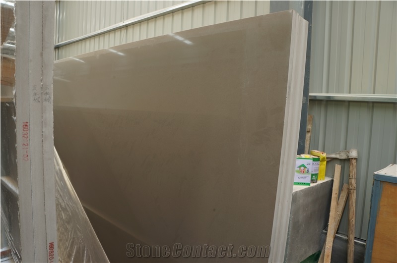 Cloud Brown Quartz Slab for Countertop Kitchentop
