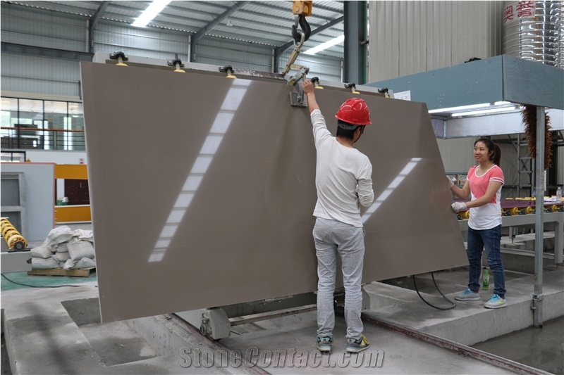 Cloud Brown Quartz Slab for Countertop Kitchentop