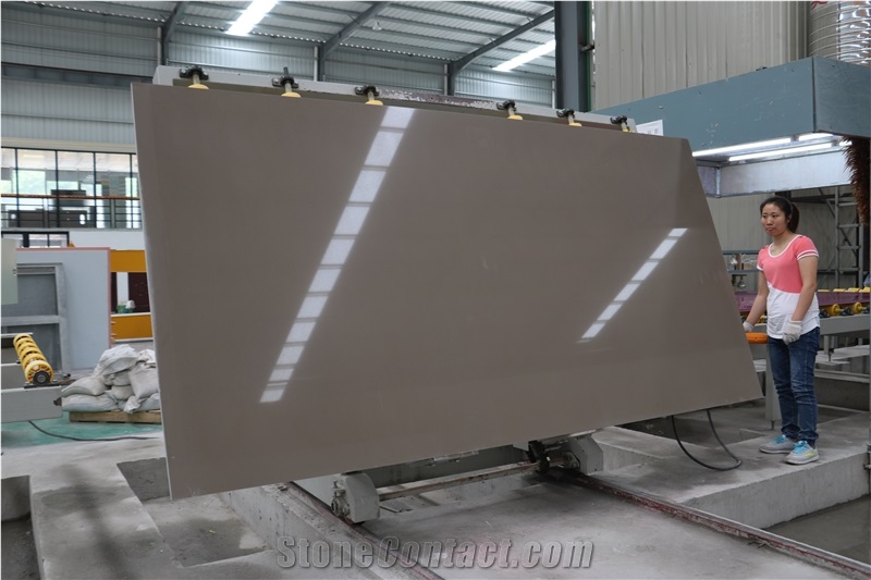 Cloud Brown Quartz Slab for Countertop Kitchentop