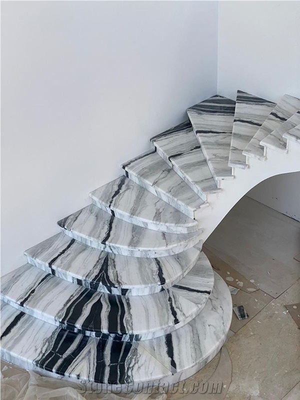Panda White Marble White Steps Treads Stair Tiles