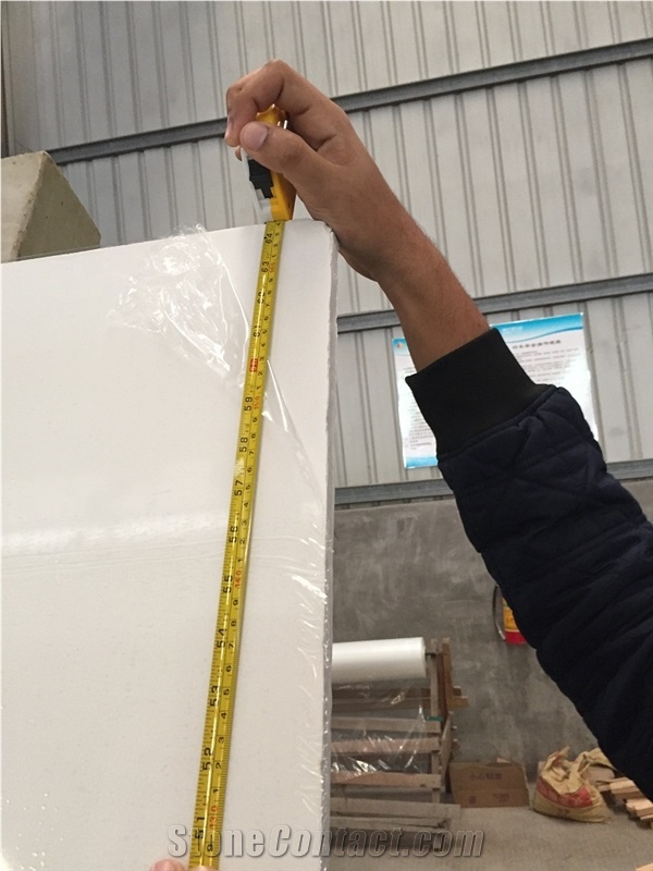 Pure White Artificial Marble Engineer Slab Tiles