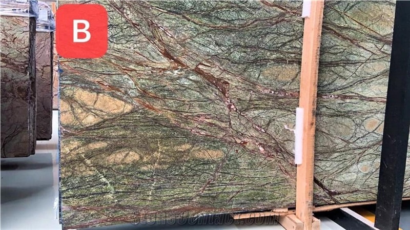 Rainforest Green/ Brown Marble Slabs