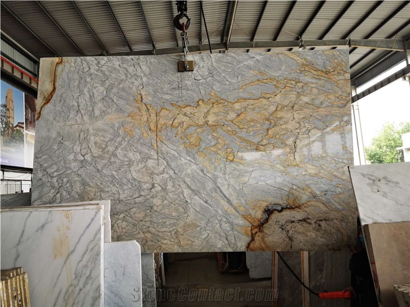 Silver River Gold Prefabricated Countertop  Island Stock