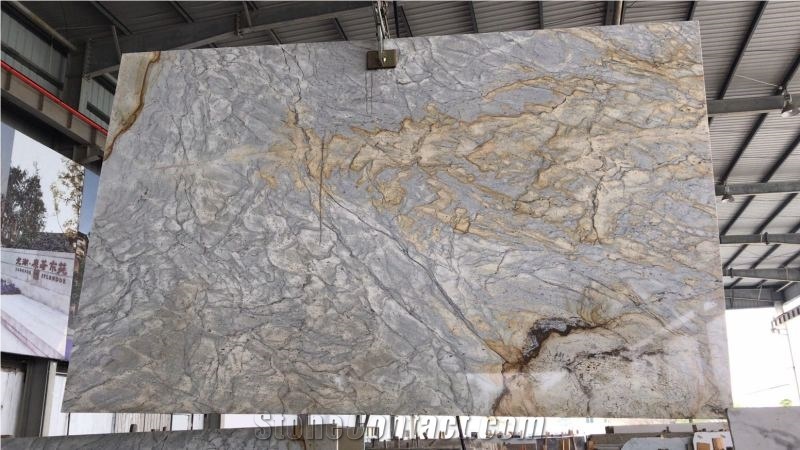 Silver River Gold Prefabricated Countertop  Island Stock