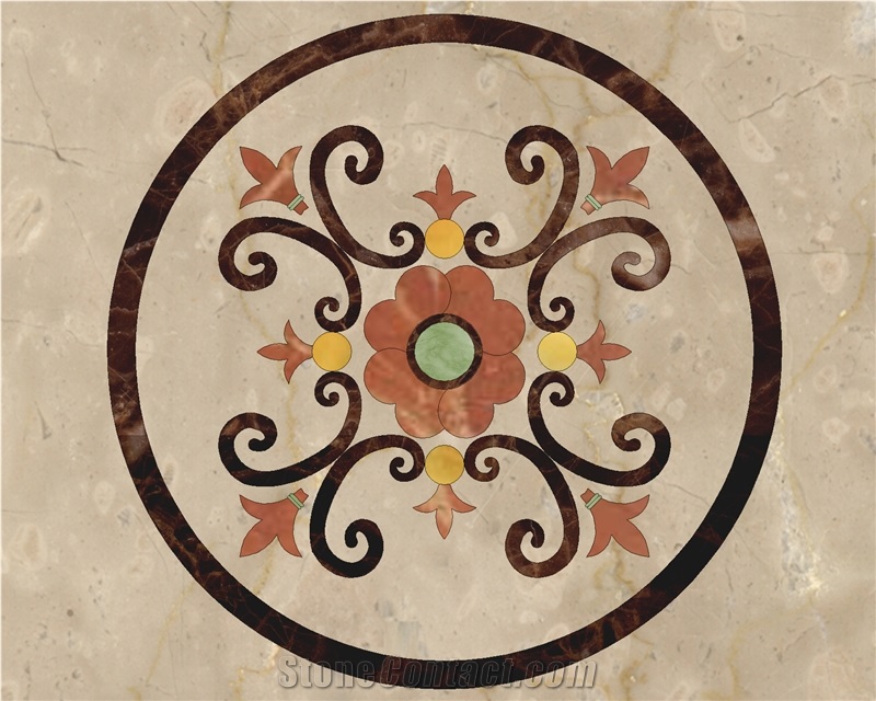 Stone Floor Medallion , Waterjet Medallion, Marble Artwork