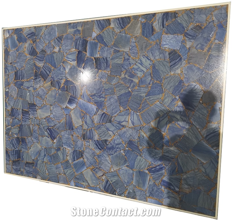 Blue Crystal Agate Marble Slab