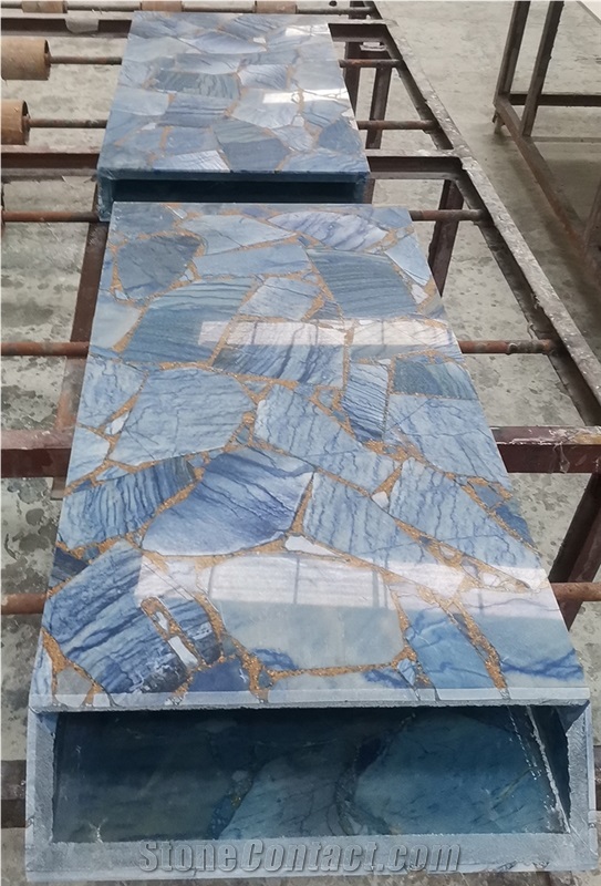 Blue Crystal Agate Marble Slab