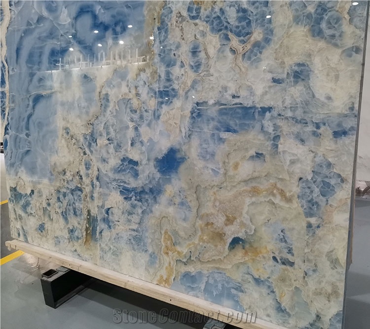 Blue Aqua Gold Onyx Slab