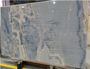Blue Aqua Gold Onyx Slab