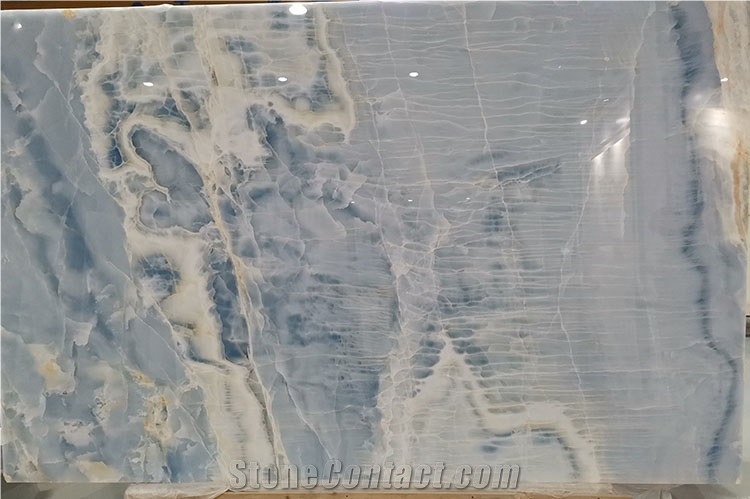 Blue Aqua Gold Onyx Slab