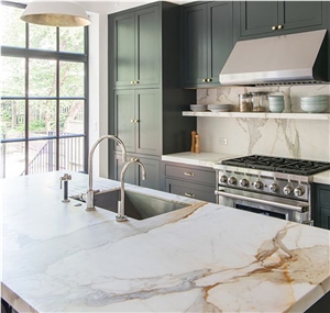 Prefab Calacatta Gold White Marble Countertop