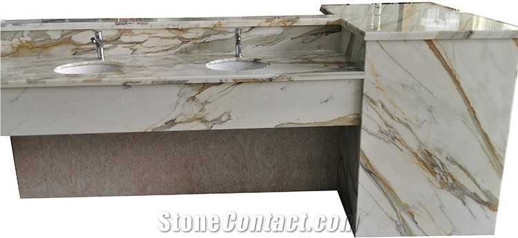 Prefab Calacatta Gold White Marble Countertop