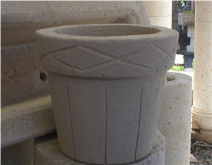 Cantera Blanco (White) Pachuca Flower Pot, Blanco Pachuca Cantera Planter