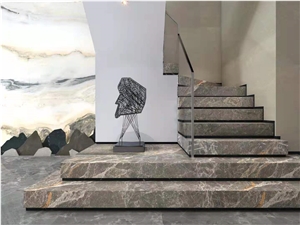 Turkey Hermes Grey Marble Polished Stair Treads