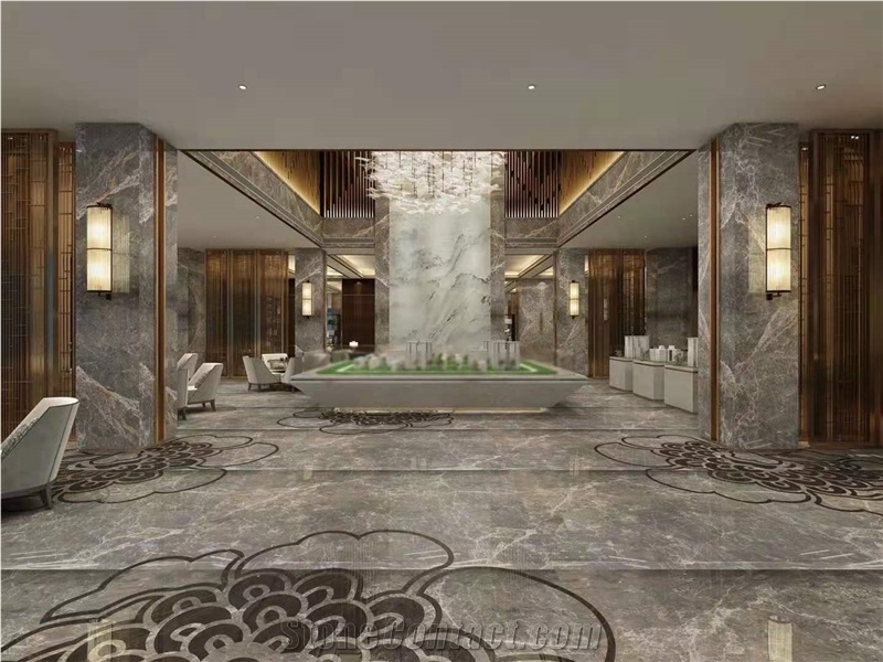 Turkey Hermes Grey Marble Polished Stair Treads
