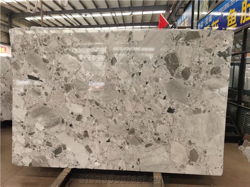 Breccia Grey Natural Terrazzo Marble Tiles