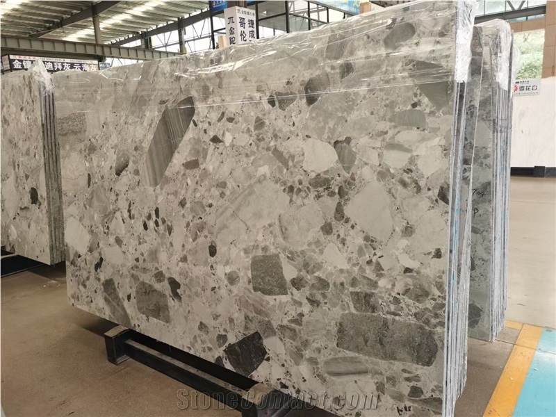 Breccia Grey Natural Terrazzo Marble Tiles