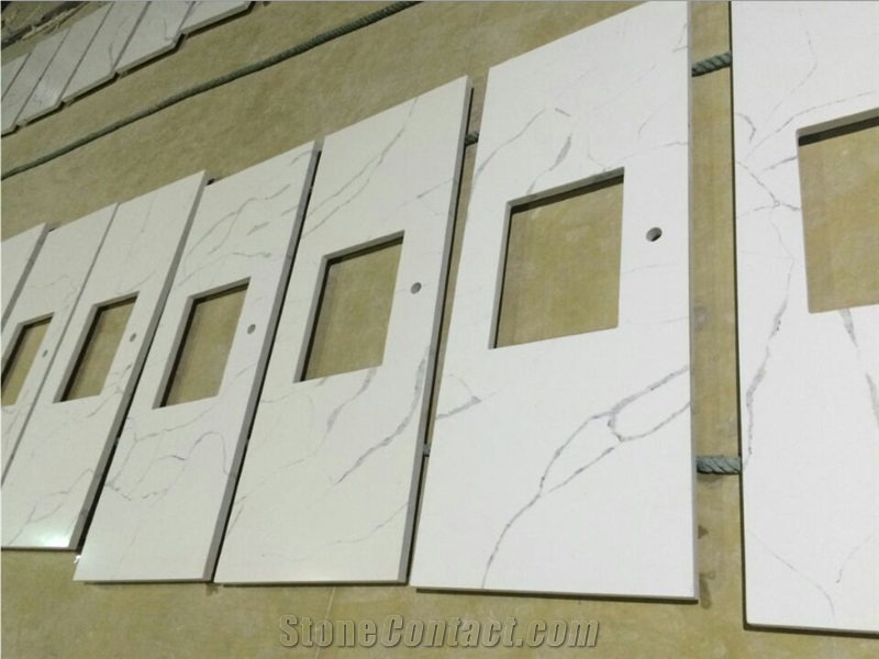 Calacatta White Artificial Stone Quartz Countertop