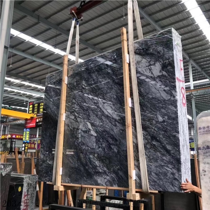 Agate Black and White Marble Slabs Flooring Tiles