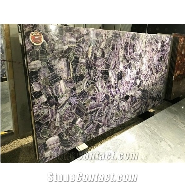 Amethyst Blue Quartz Semiprecious Stone Slabs