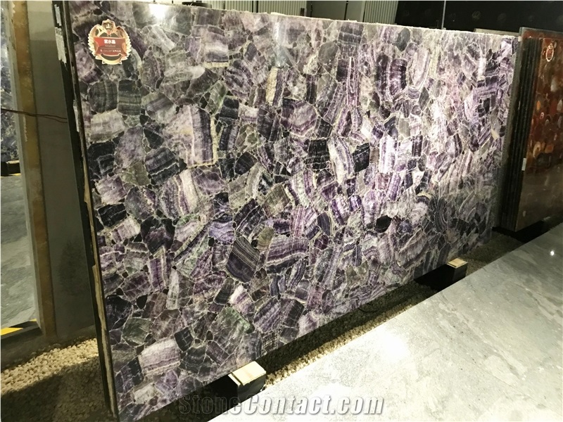 Amethyst Semiprecious Stone Blue Quartz Gemstone Slabs