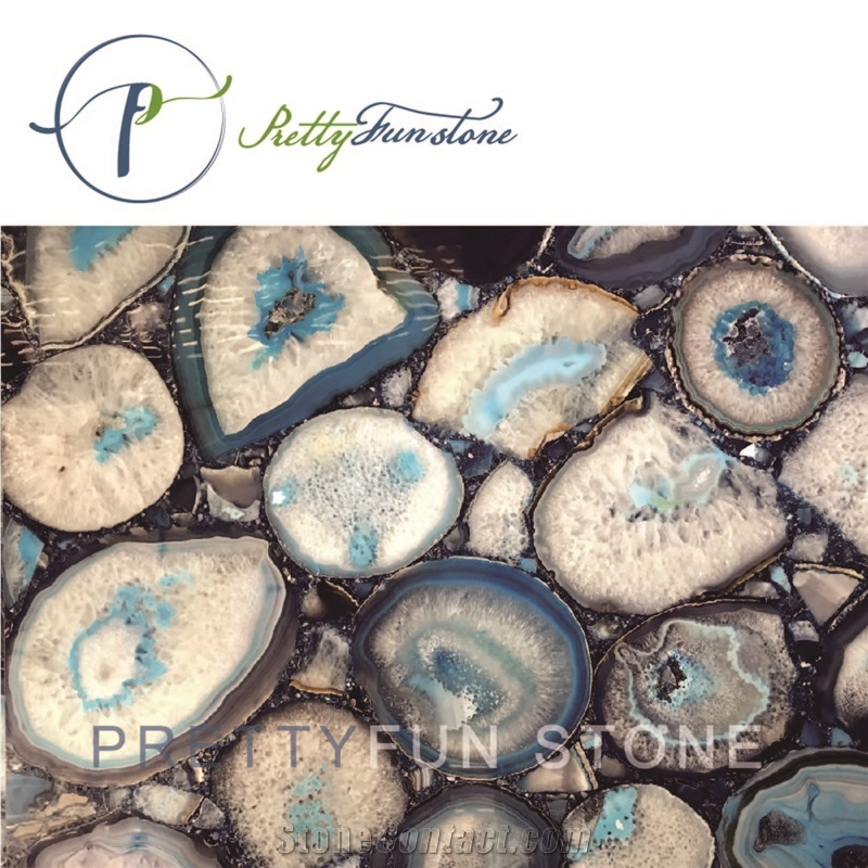 Backlit Blue Semiprecious Stone Slabs