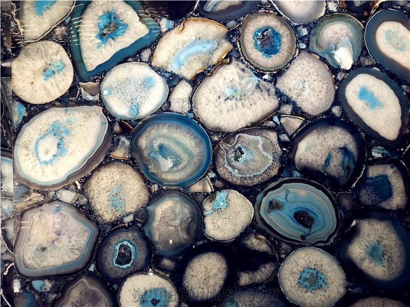 Backlit Blue Semiprecious Stone Slabs