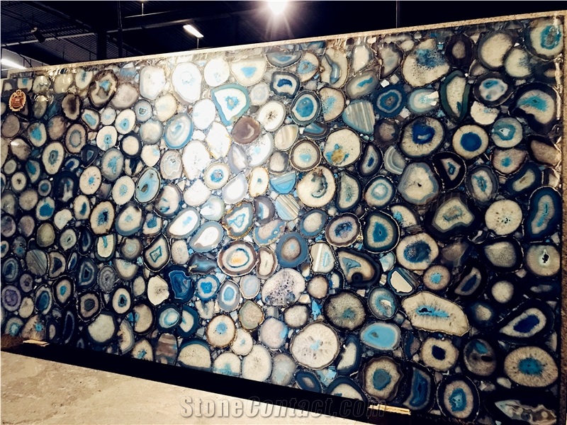 Backlit Blue Semiprecious Stone Slabs