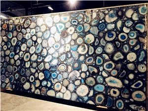 Backlit Blue Semiprecious Stone Slabs
