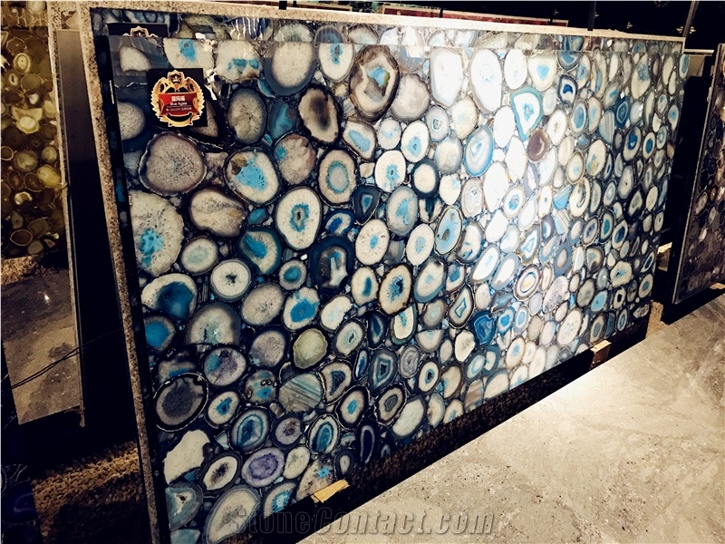 Backlit Blue Semiprecious Stone Slabs