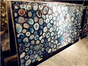 Backlit Blue Semiprecious Stone Slabs