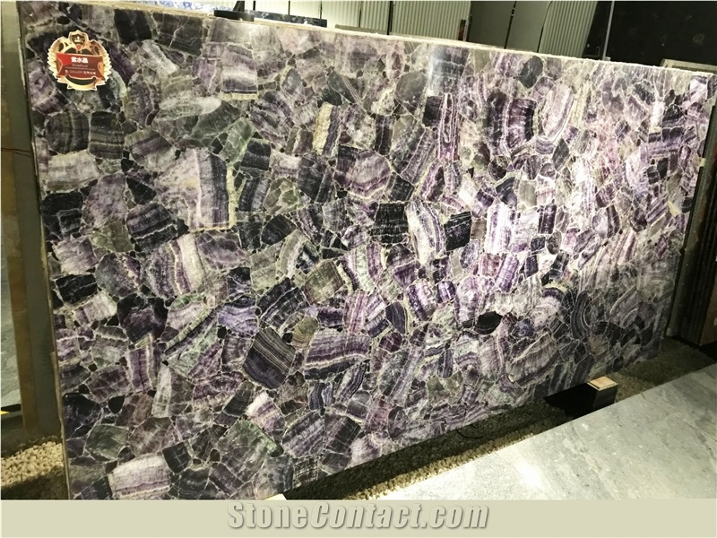 Backlit Lilac Amethyst Purple Gemstone Slab