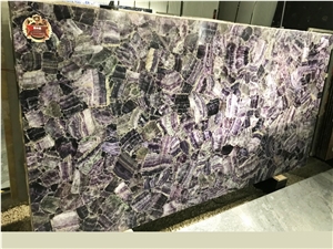 Backlit Lilac Amethyst Purple Gemstone Slab